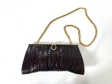 Sac à main baguette en cuir exotique python Vintage 1970's