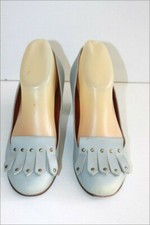 MICHEL VIVIEN Escarpins à Franges Tout Cuir Gris Marbre T 37 BE