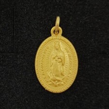 Pendentif Or 18K 750 Mls. Médaille Vierge De Guadalupe Mexique. 21 Mm.