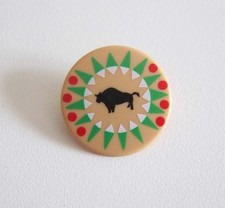 PLAYMOBIL (E150) INDIENS - Bouclier Rond à Motifs avec Bison Noir 3732 5598