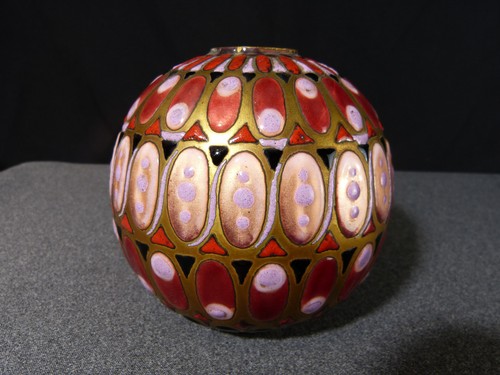 Vase boule laiton décor - laiton,
