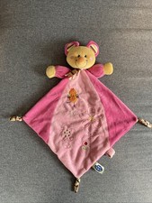 Doudou Souris Plat Rose Orange  Oiseau Et Fleurs Brodées MOTS D’ENFANTS