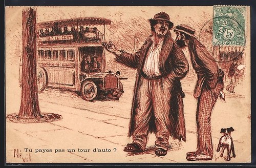 Carte postale artiste bus - carte, à