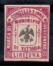 Victoire - Neuf * MH 100% Italie fiscal 1 Lira,Évaluation,Lilas/Noir
