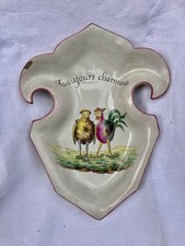 corbeille  fleur de lys assiette parlante  céramique  signée Émile Gallé Nancy