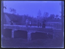 FRANCE Pont Femmes Enfants c1900 Photo NEGATIVE Plaque verre Vintage VR18L10n14