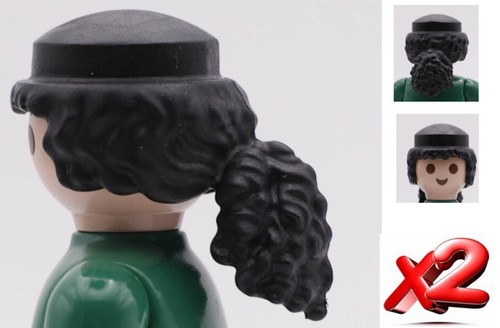 Playmobil perruques noires - x2,