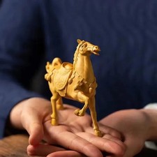 CHEVAL Sculpture 12CM Figurine en Bois Artisanale Statue Décoration Cadeau