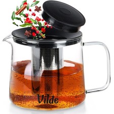Théière verre 1.5 L avec filtre inox théière résistante chaleur infusion café