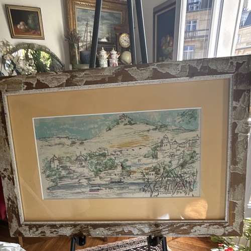 Dessin lavis paysage vue - , de