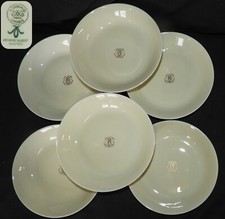 Porcelaine de LIMOGES - VIGNAUD x6 assiettes creuses monogrammées (émail crème)