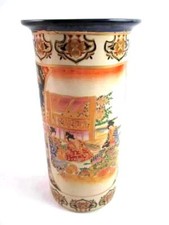 10 " Chinois Porcelaine Vase Avec Geisha Filles & Motif Floral Décor Maison
