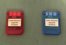 Lot 2 x  Carte Mémoire Rouge / Bleu  15 Blocks pour SONY PLAYSTATION  vintage