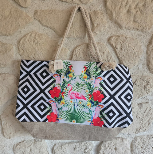 Sac cabas jute motif - sac,