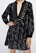 ZARA Robe du soir velours noir attributs glaces et sequins neuve T.XXL