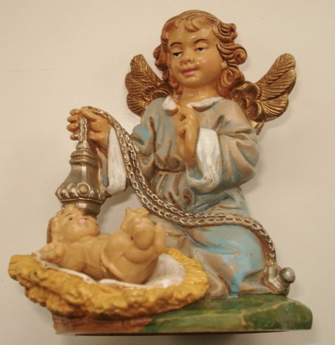 Vintage angel with lantern - with, and