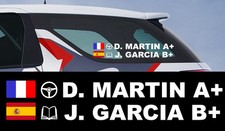 2 X SETS NOM PILOTE + COPILOTE + DRAPEAU RALLYE COURSE AUTOCOLLANT STICKER 005
