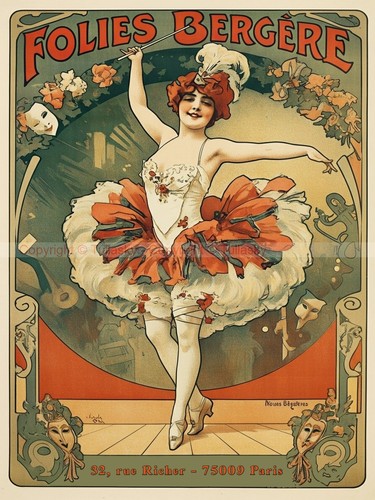 Affiche vintage folies - vintage, "folies