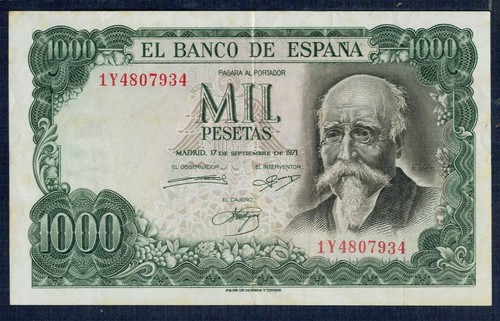Espagne 1000 pesetas 1971 - -,