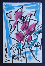 GEN PAUL lithographie originale 1962 Fleur d'après dessin au pastel numérotée