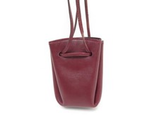 VINTAGE SAC PORTE MONNAIE HERMES MINI VESPA BOURSE CUIR BOX BORDEAUX + BOITE BAG