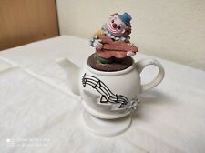 Boite à Musique articulée en céramique Clown musicien sur théière 