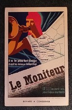 ❤️ANCIEN BUVARD PRESSE JOURNAL QUOTIDIEN LE MONITEUR TRES BELLE ILLUSTRATION 