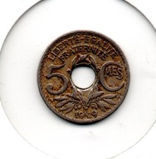 Monnaie ancienne : 5 centimes Lindauer 1919 grand module