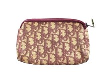 Authentique Pochette Toile Cuir Bordeaux Dior 
