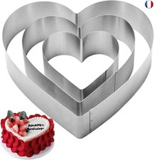 QEEYON Cercle à Pâtisserie Coeur, 3 Tailles Cercle à Gâteau Anneau Mousseà gâte
