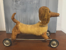 SUPERBE ANCIEN JOUET A TIRER, CHIEN SUR ROULETTES " TECKEL " STEIFF? FADAP? ...