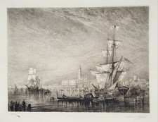 Exceptionnelle vue de Venise gravée par Brunet-Debaines d'après Félix Ziem