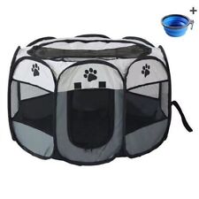 Parc à Chiots Parc Pliable Enclos Tente Chien Chat animaux de compagnie Gris