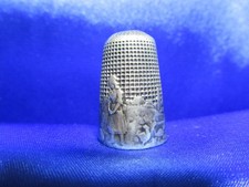 Ancien Dé à Coudre en Argent Massif "Perrette et le pot au lait"