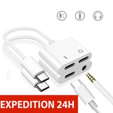 USB C Charge & Music – Adaptateur 2 en 1 prise jack casque audio pour USB type C