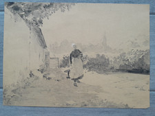 dessin ancien original femme