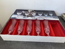 Coffret 5 Flûtes À Champagne Cristal D’arques Tuileries Taillé 16cl France Table