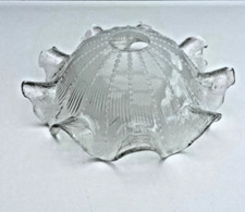 Tulipe ancienne verre dépoli ondulé pour lampe à pétrole ou suspension