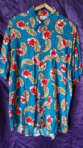 Chemise fleurs rouge vert - à,