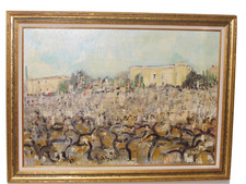 TABLEAU IMPORTANT PEINTURE HST SIGNE  CHARLES ORTEGA 1925-2006 LES VIGNES TBE