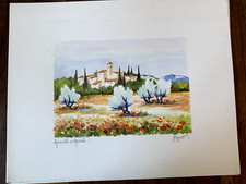 AQUARELLE ORIGINALE 24*30 / J. L. HONNET /   LES COQUELICOTS
