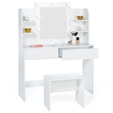 Coiffeuse ZELIA blanche table