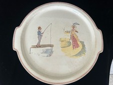 RARE SUPERBE PLAT ROND ANCIEN  EN SARREGUEMINES ENFANTS RICHARD