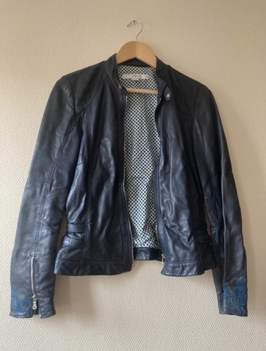 Veste cuir bleue femme - en,