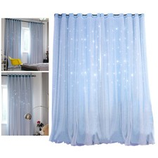 Rideau à double couche opaque avec rideau Regualr pour chambre à coucher (bleu)
