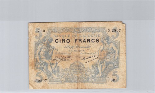 Algérie francs 5 1924 - francs, 21.5.1924