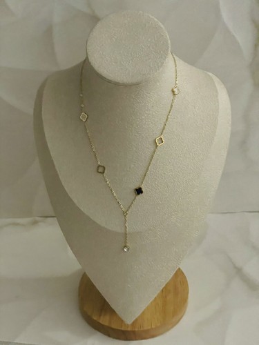 Collier trèfle noir blanc - collier,