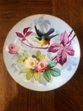 ASSIETTE EN PORCELAINE DE LIMOGES "OISEAUX ET FLEURS"  LS ? MARQUE A IDENTIFIER