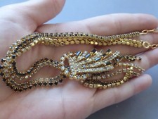 collier fantaisie neuf  métal doré strass réglable 27 gr 