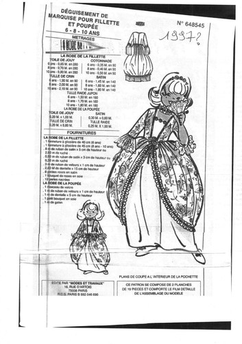 Patron enfant fille marquise - patron,
